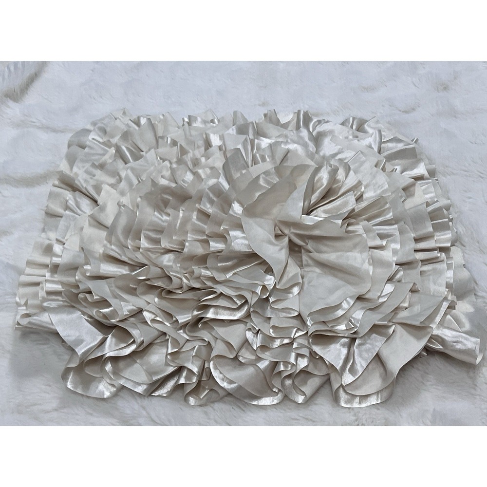 Pier 1 One Imports Throw Pillow 3D Cream Floral Decor Cover Zipper Satin Flower